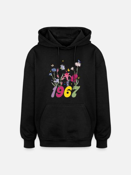 Geburtsjahr 1967 Wildblumen - Oversized Unisex Hoodie - Schwarz