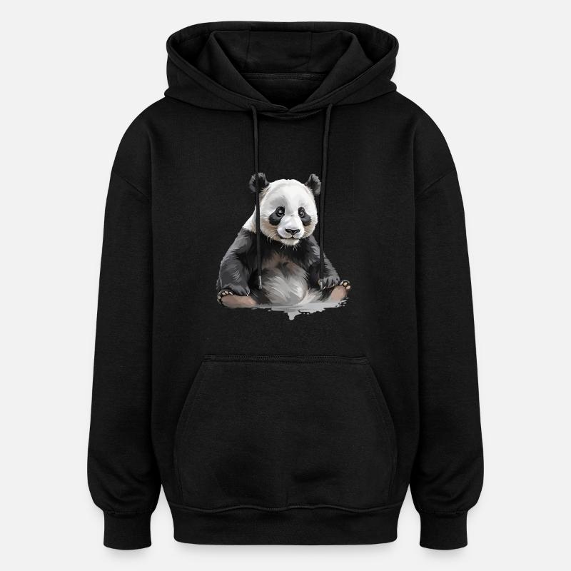 panda ou panda geant - Sweat à capuche oversize unisexe - noir