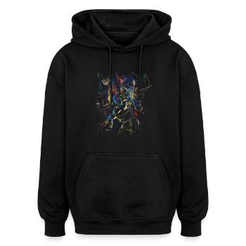 abstract - Oversized Unisex Hoodie - black - Front - Noah (186cm)