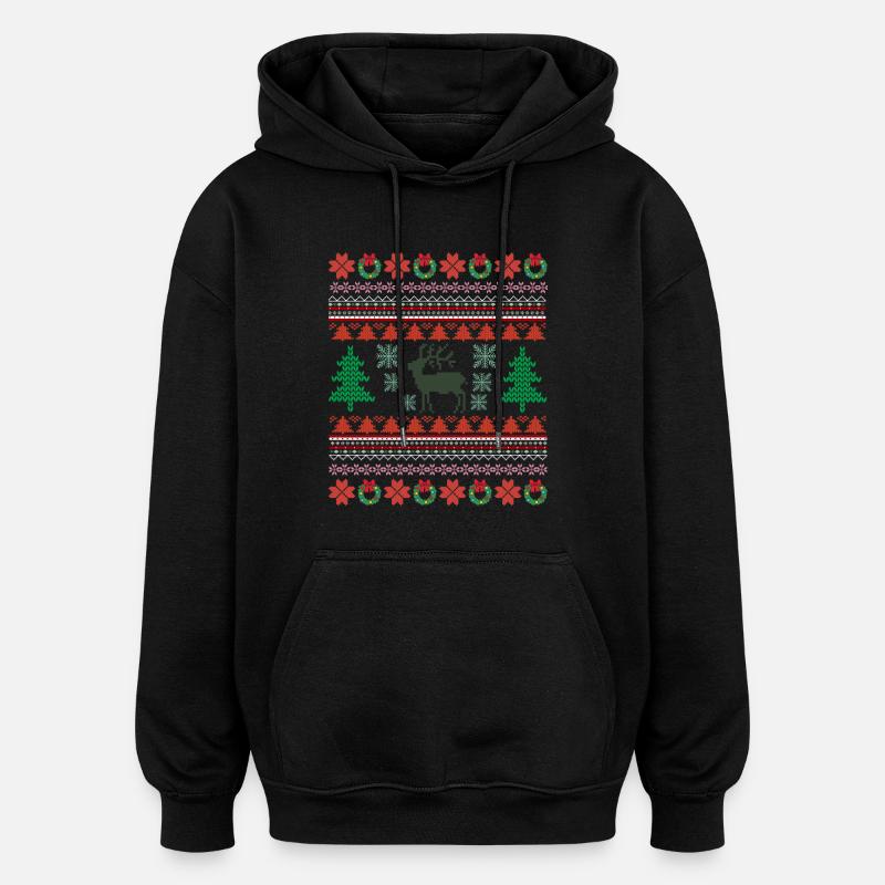 Retro Christmas Pattern 2 - Oversized Unisex Hoodie - black
