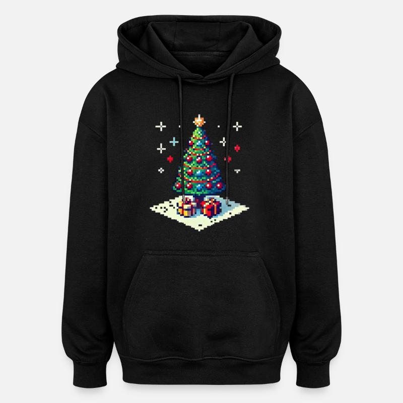Arbre de Noël 8 bits - Sweat à capuche oversize unisexe - noir
