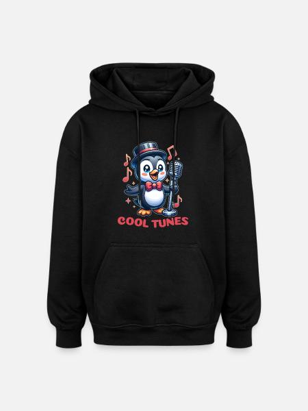 Pinguin-Jazz-Sängerin - Oversized Unisex Hoodie - Schwarz