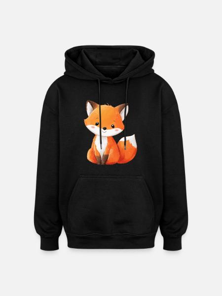 Cute Baby Fox - Oversized Unisex Hoodie - black