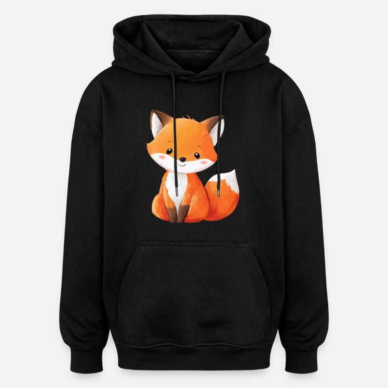 Mignon bébé renard - Sweat à capuche oversize unisexe - noir