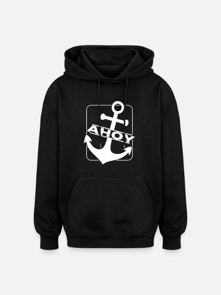 Ahoy Sailing Anchor - Oversized Unisex Hoodie - black