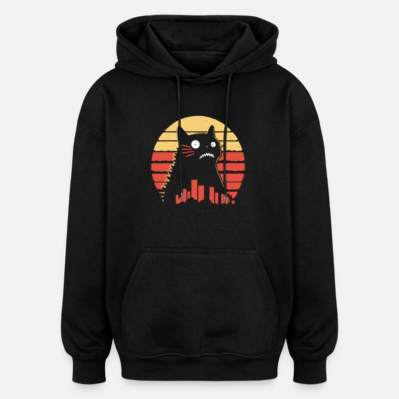 giant monster cat - Oversized Unisex Hoodie - black