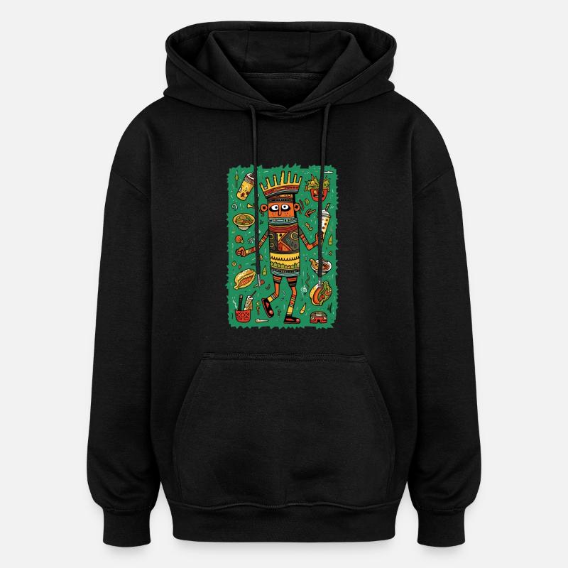 Funny hieroglyphs: fast food - Oversized Unisex Hoodie - black