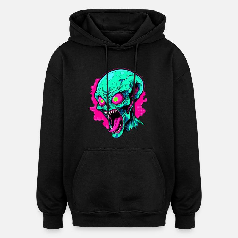 Wütende Alien-Invasion - Oversized Unisex Hoodie - Schwarz