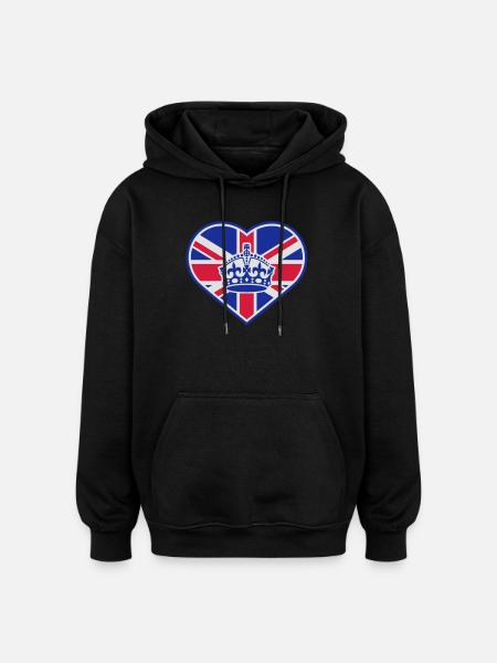 England Herz Krone - Oversized Unisex Hoodie - Schwarz