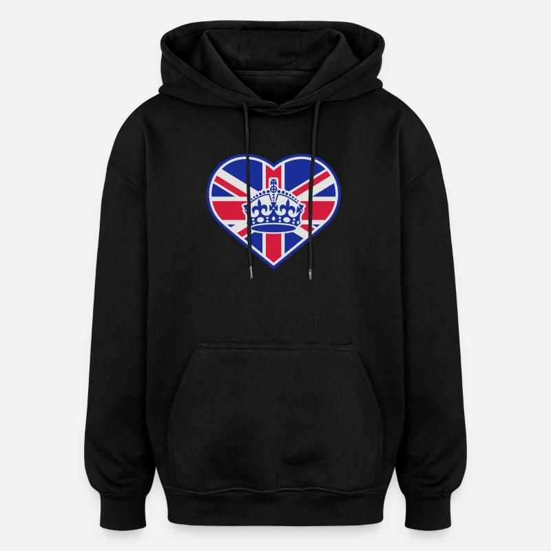 Angleterre Couronne de coeur - Sweat à capuche oversize unisexe - noir