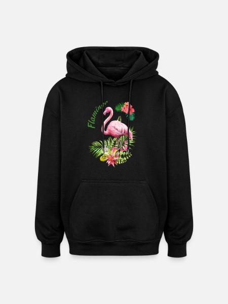 Flamingo - Oversized Unisex Hoodie - black