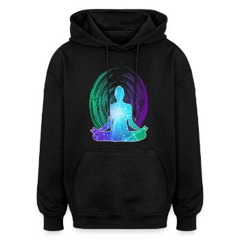 Méditation spirituelle éveil zen - Sweat à capuche oversize unisexe - noir - Devant - Noah (186cm)