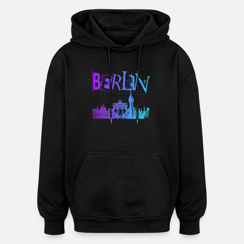Berlin Skyline Panorama - Sweat à capuche oversize unisexe - noir