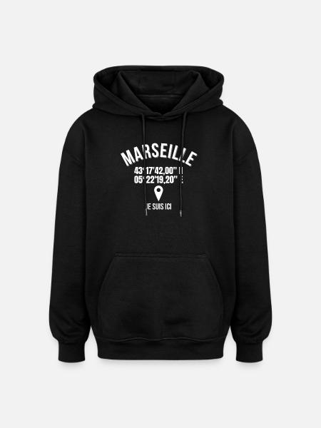 Marsella, humor de Marsella, soy de Marsella - Sudadera con capucha oversize unisex - negro