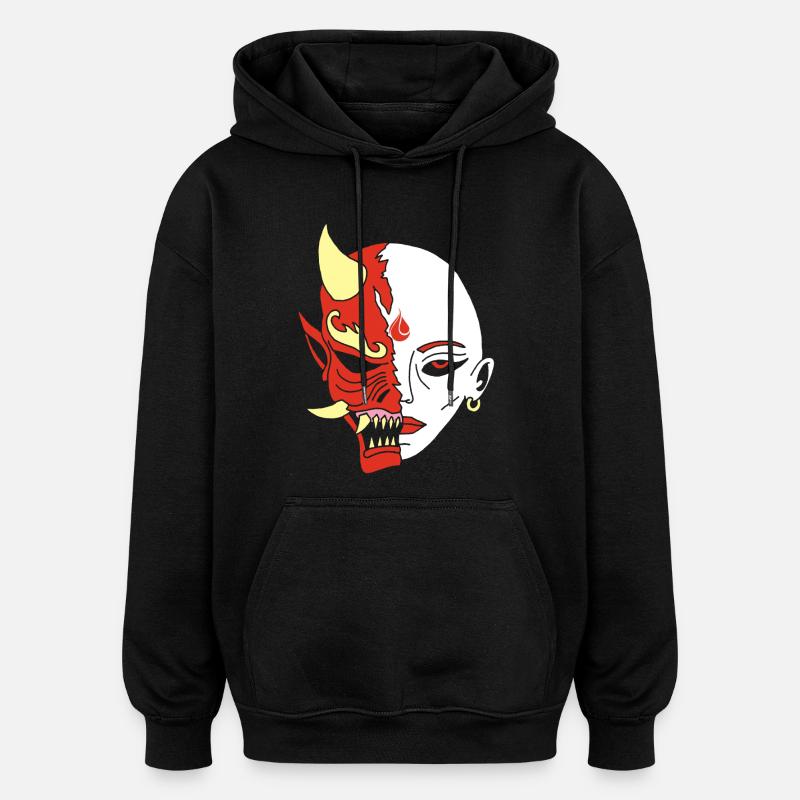 Humain ou démon ? - Sweat à capuche oversize unisexe - noir