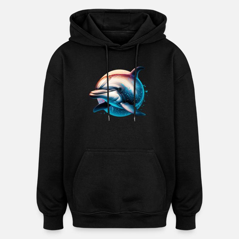 Delfin - Oversized Unisex Hoodie - Schwarz