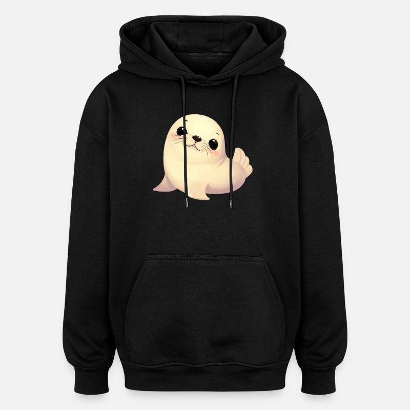 Phoque - Sweat à capuche oversize unisexe - noir