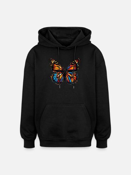 Papillon - Sweat à capuche oversize unisexe - noir