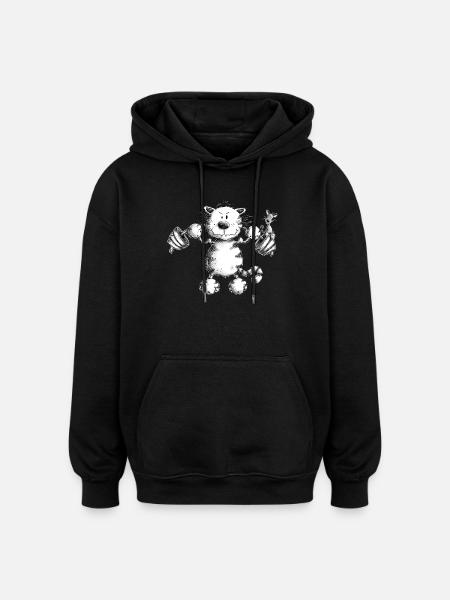 Cat Muscle Soreness Weight Training - Oversized Unisex Hoodie - black
