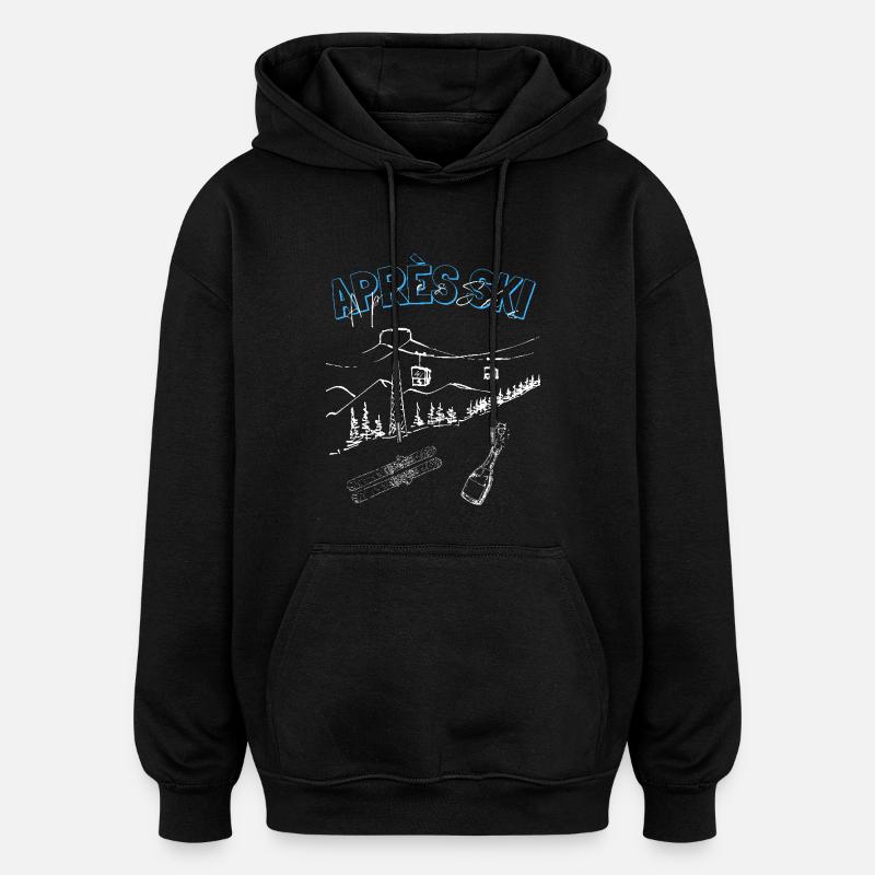 Cool Unisex Apres Ski Sweater, Skiing Gift Ideas - Oversized Unisex Hoodie - black