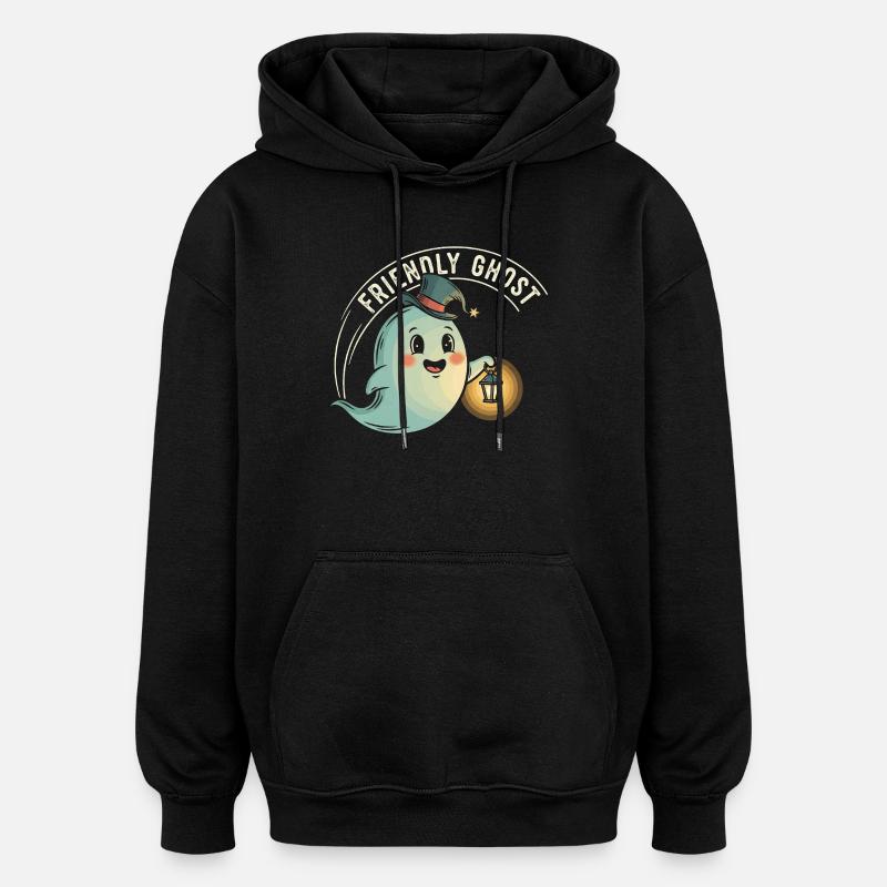 Fantôme amical avec lanterne - Sweat à capuche oversize unisexe - noir