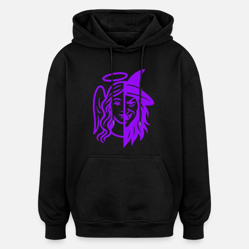 Silhouette Ange Sorcière Dualité - Sweat à capuche oversize unisexe - noir