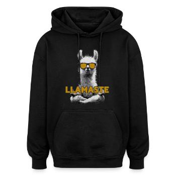Llamaste – Yoga Lama mit Sonnenbrille - Oversized Unisex Hoodie - Schwarz - Vorne - Noah (186cm)
