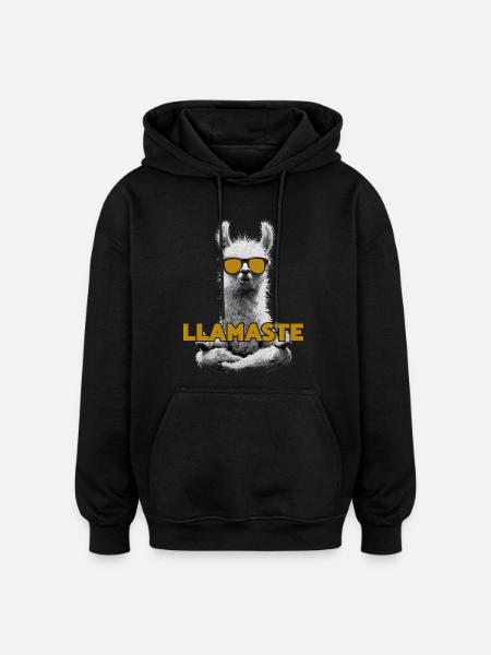 Llamaste – Yoga Lama mit Sonnenbrille - Oversized Unisex Hoodie - Schwarz