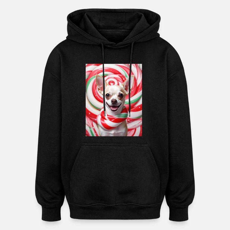 Candy Dog im Peppermix-Hintergrund - Oversized Unisex Hoodie - Schwarz