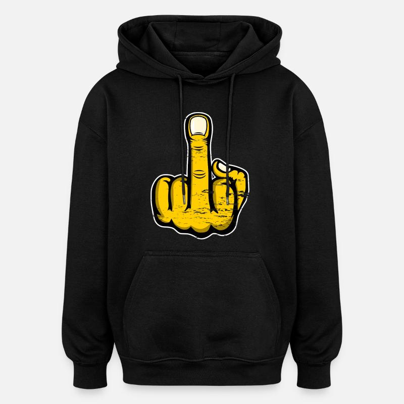 Majeur Stinky Finger Design Jaune utilisé - Sweat à capuche oversize unisexe - noir