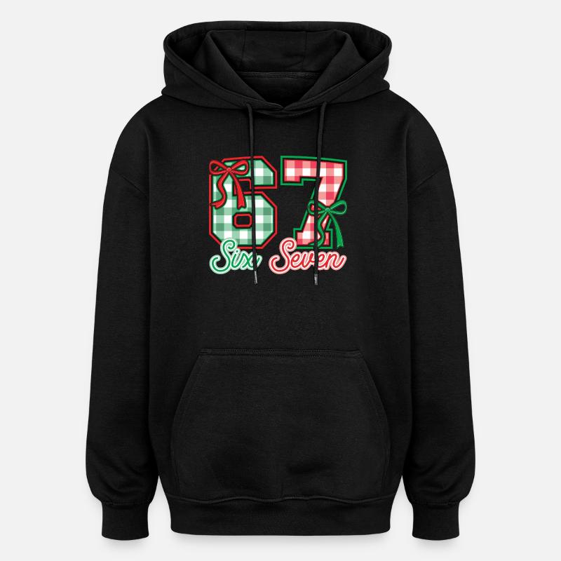 Festliche 67 Gingham-Bögen - Oversized Unisex Hoodie - Schwarz