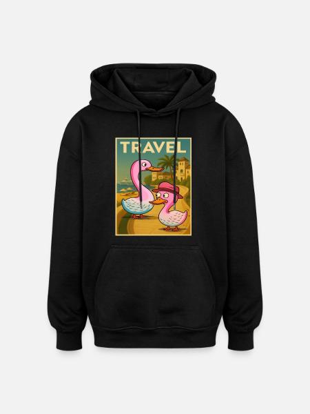 Ducks and Geese Traveling Poster - Oversized Unisex Hoodie - black