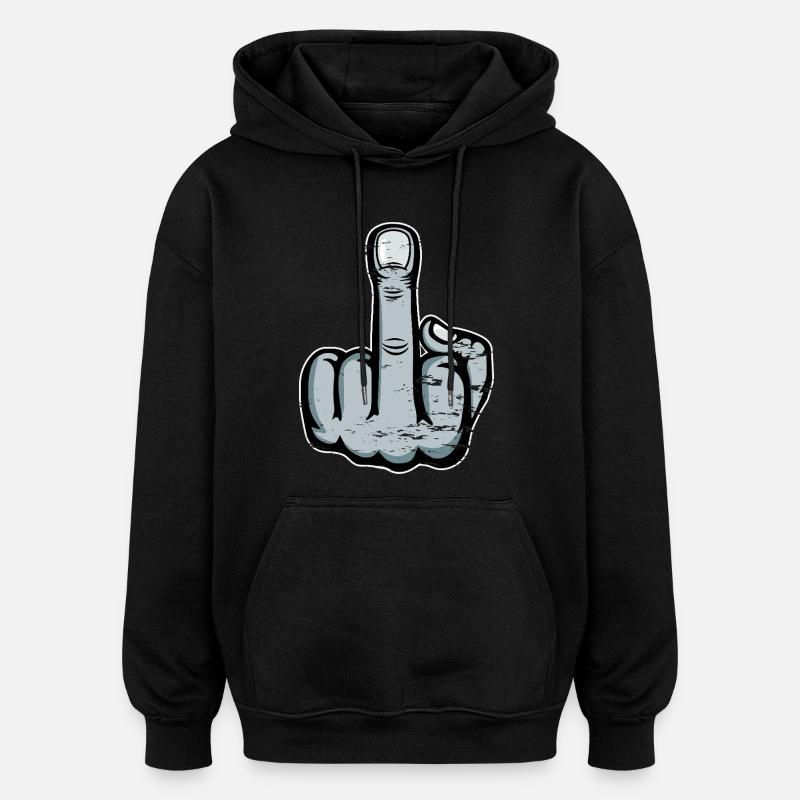 Doigt d’honneur Doigt Puant Dessin utilisé - Sweat à capuche oversize unisexe - noir
