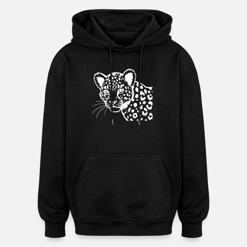 Leopard - Oversized Unisex Hoodie - black