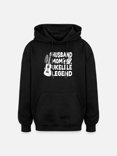 Épouse ukélé hawaïen Maman - Sweat à capuche oversize unisexe - noir