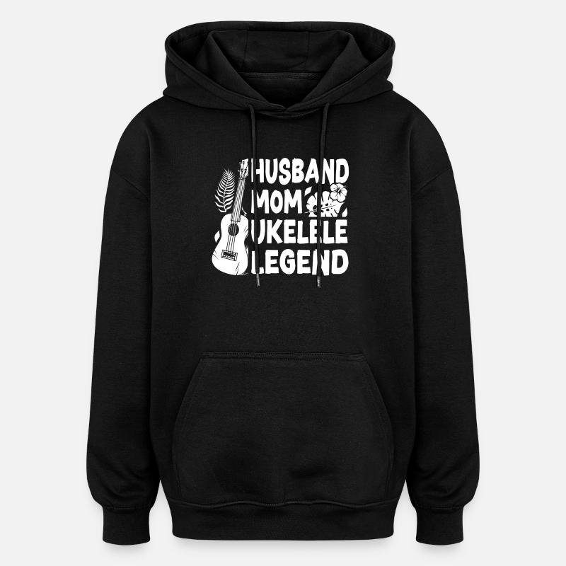 Épouse ukélé hawaïen Maman - Sweat à capuche oversize unisexe - noir