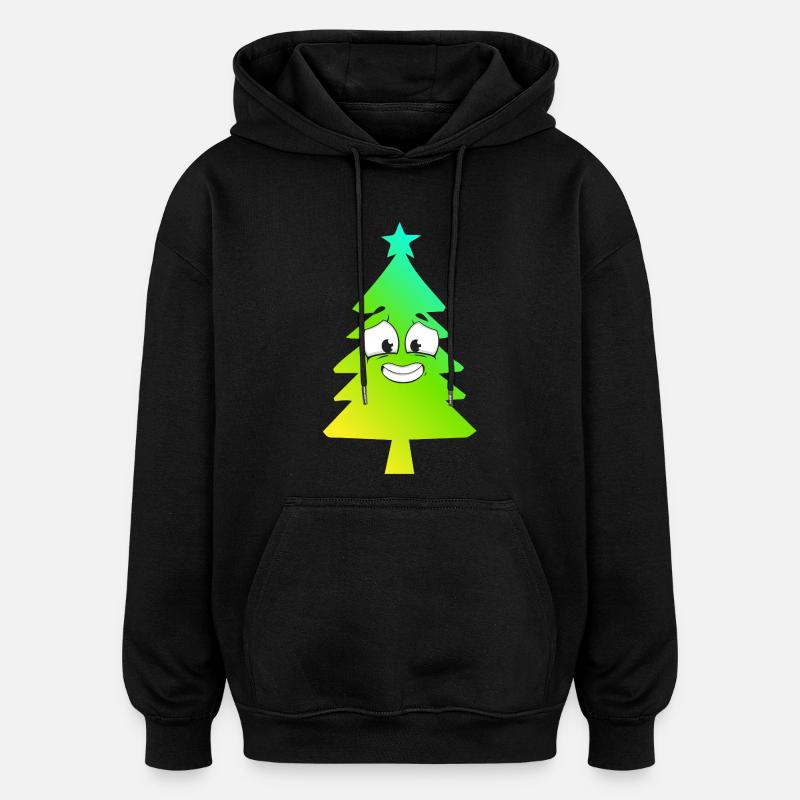 Christmas Tree Gradient Smile - Oversized Unisex Hoodie - black