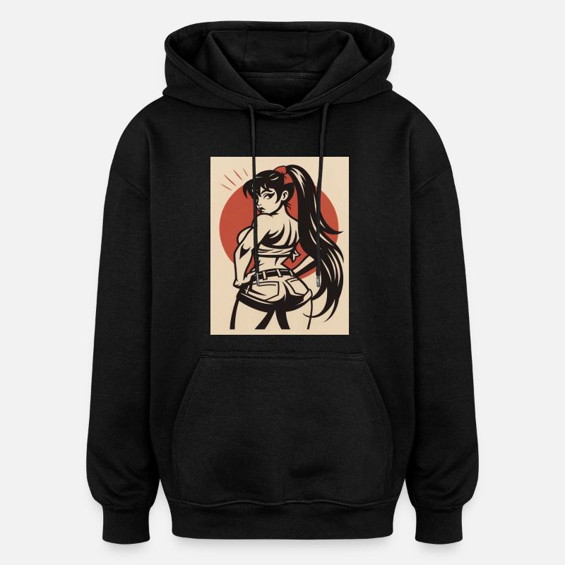 Pin-up d’une combattante - Sweat à capuche oversize unisexe - noir