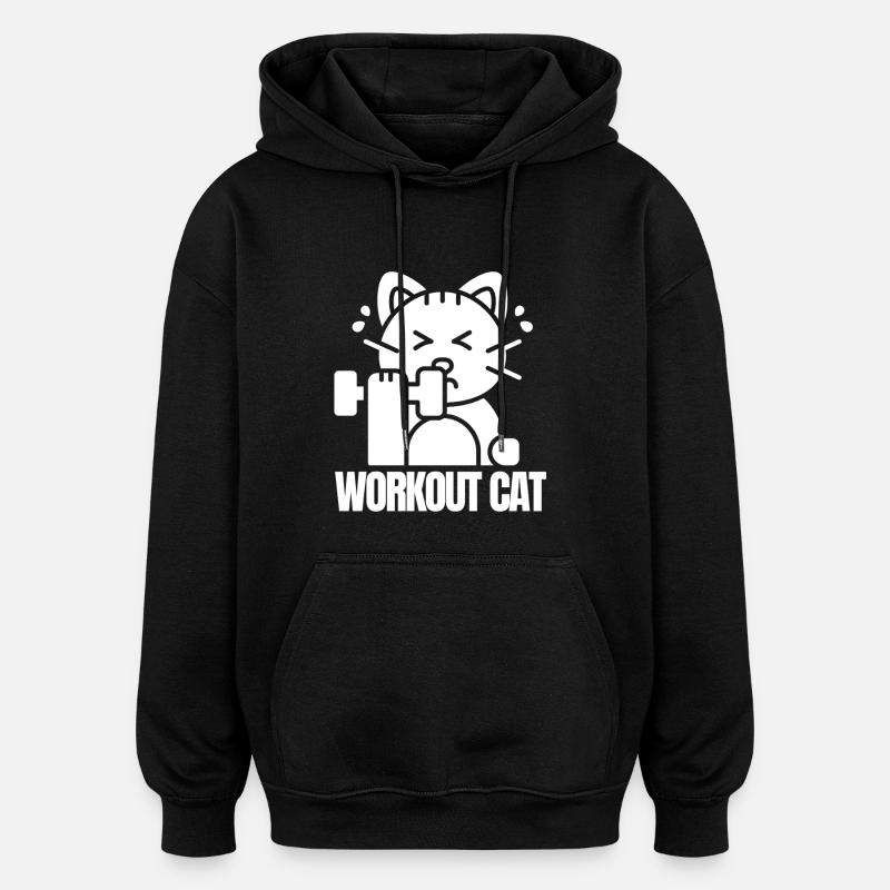 Chat Musclé Entraînement - Sweat à capuche oversize unisexe - noir