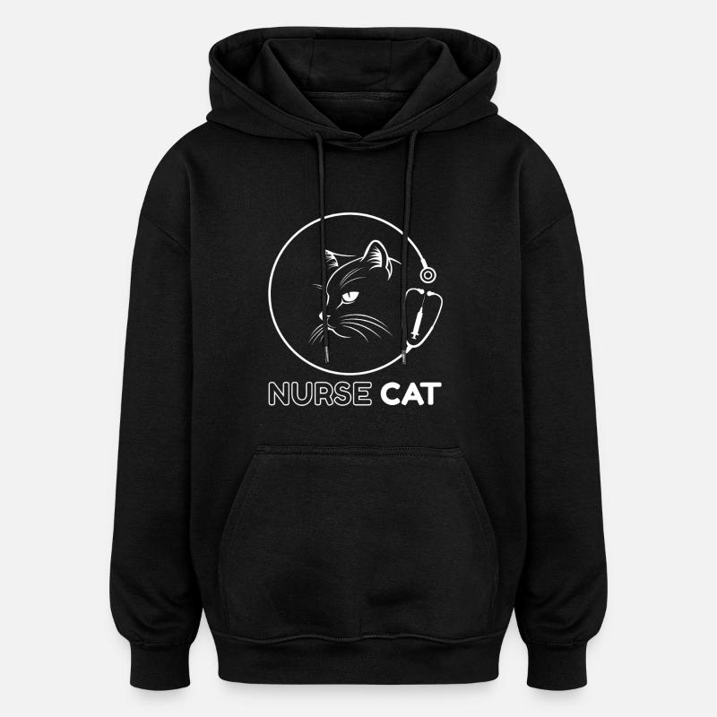 Chat infirmier logo clinique - Sweat à capuche oversize unisexe - noir