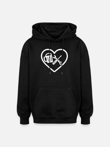 Heart Beer DIY Humor-Handwerker - Oversized Unisex Hoodie - Schwarz