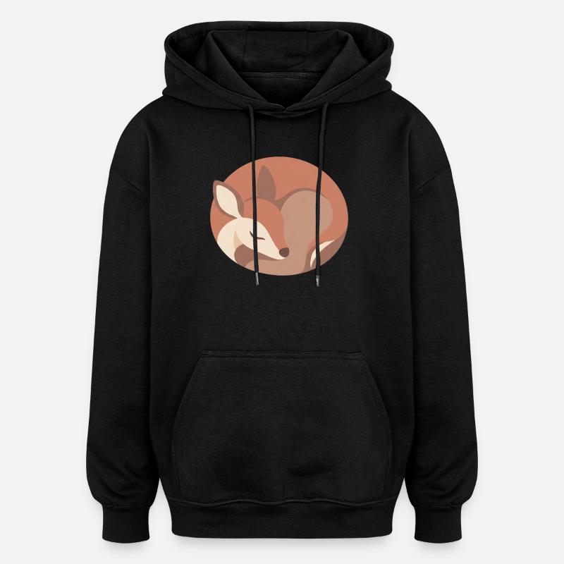 Sleeping Fox in Soft Palette - Oversized Unisex Hoodie - black