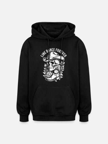 Bone Cowboy with Flower Frame - Oversized Unisex Hoodie - black