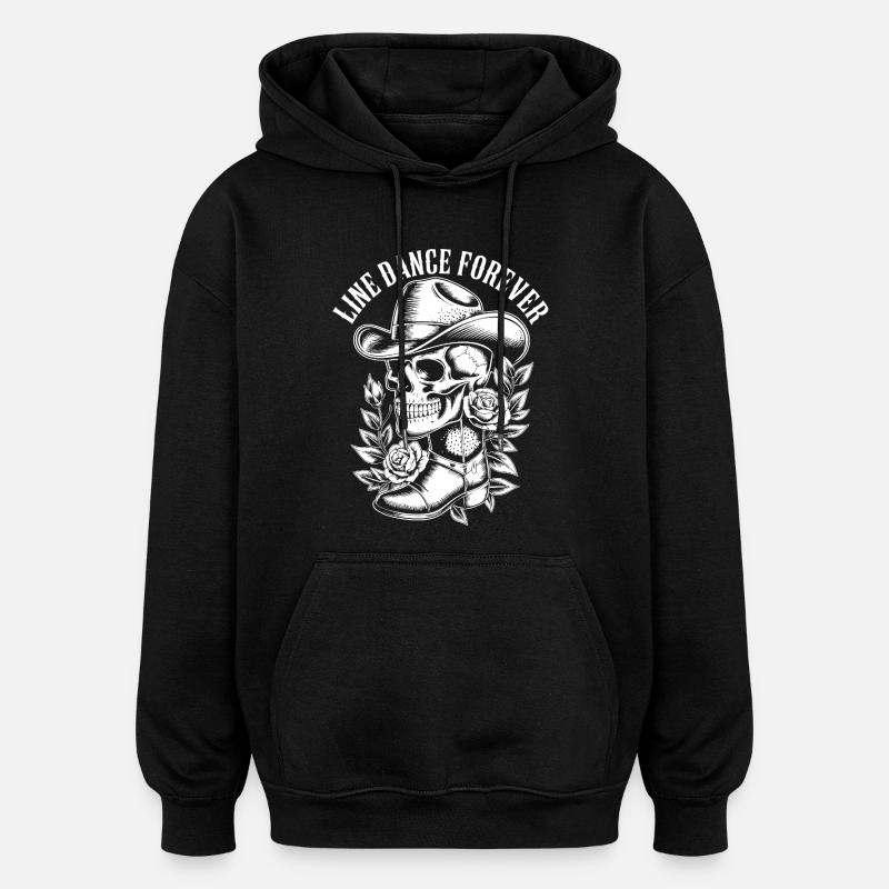 Bone Cowboy with Flower Frame - Oversized Unisex Hoodie - black