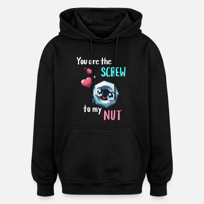 Funny Nut Bolts Pair Design - Oversized Unisex Hoodie - black