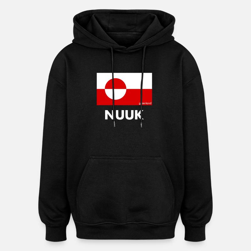 Drapeau du Groenland - Nuuk - Grönland - Danemark - Sweat à capuche oversize unisexe - noir