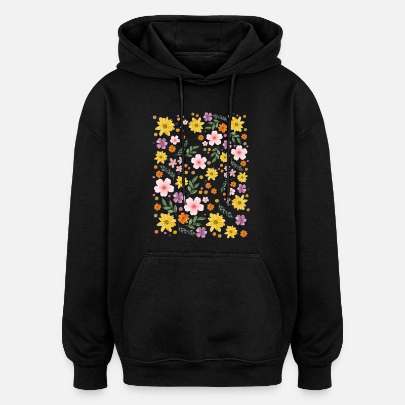 Motif magique floral aquarelle - Sweat à capuche oversize unisexe - noir