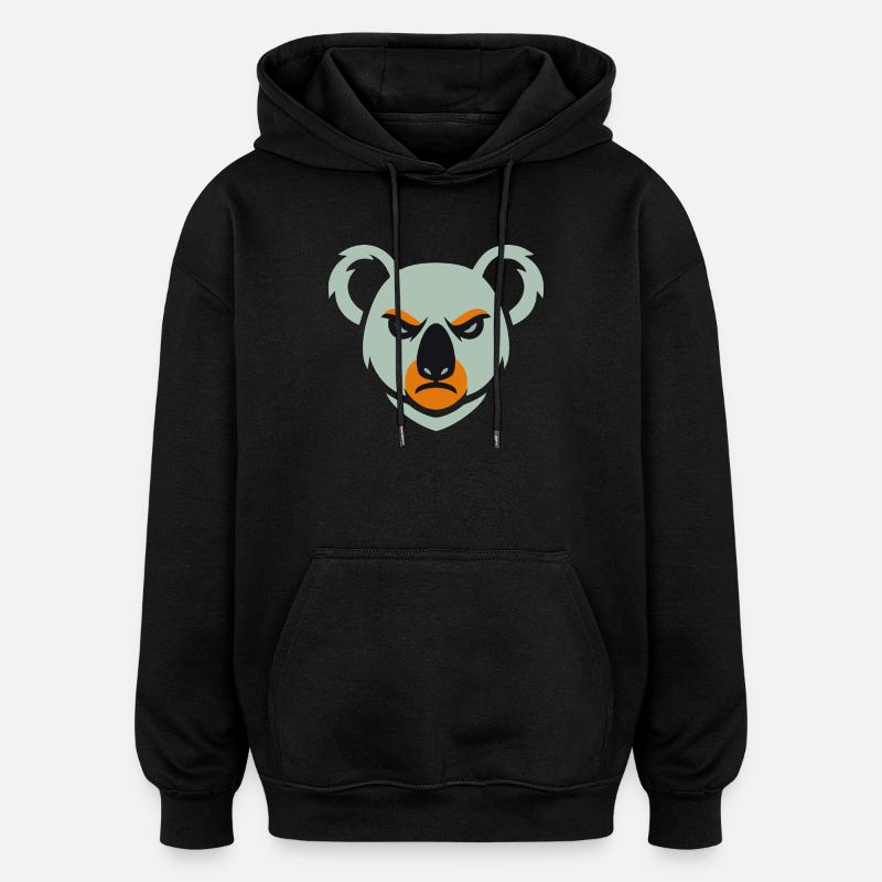 Regard de koala en colère - Sweat à capuche oversize unisexe - noir