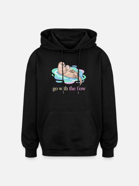 Go With the Flow Otter Duo - Oversized Unisex Hoodie - black
