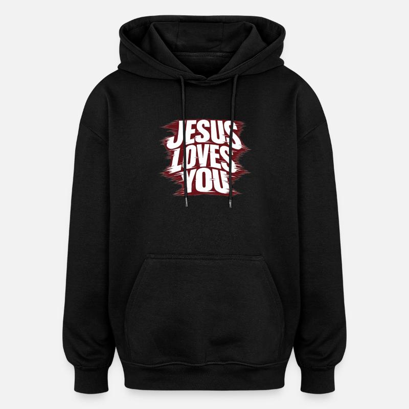 Jésus t’aime - Sweat à capuche oversize unisexe - noir